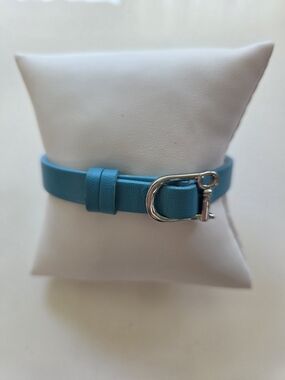 Turquoise Leather Key-Buckle Bracelet
